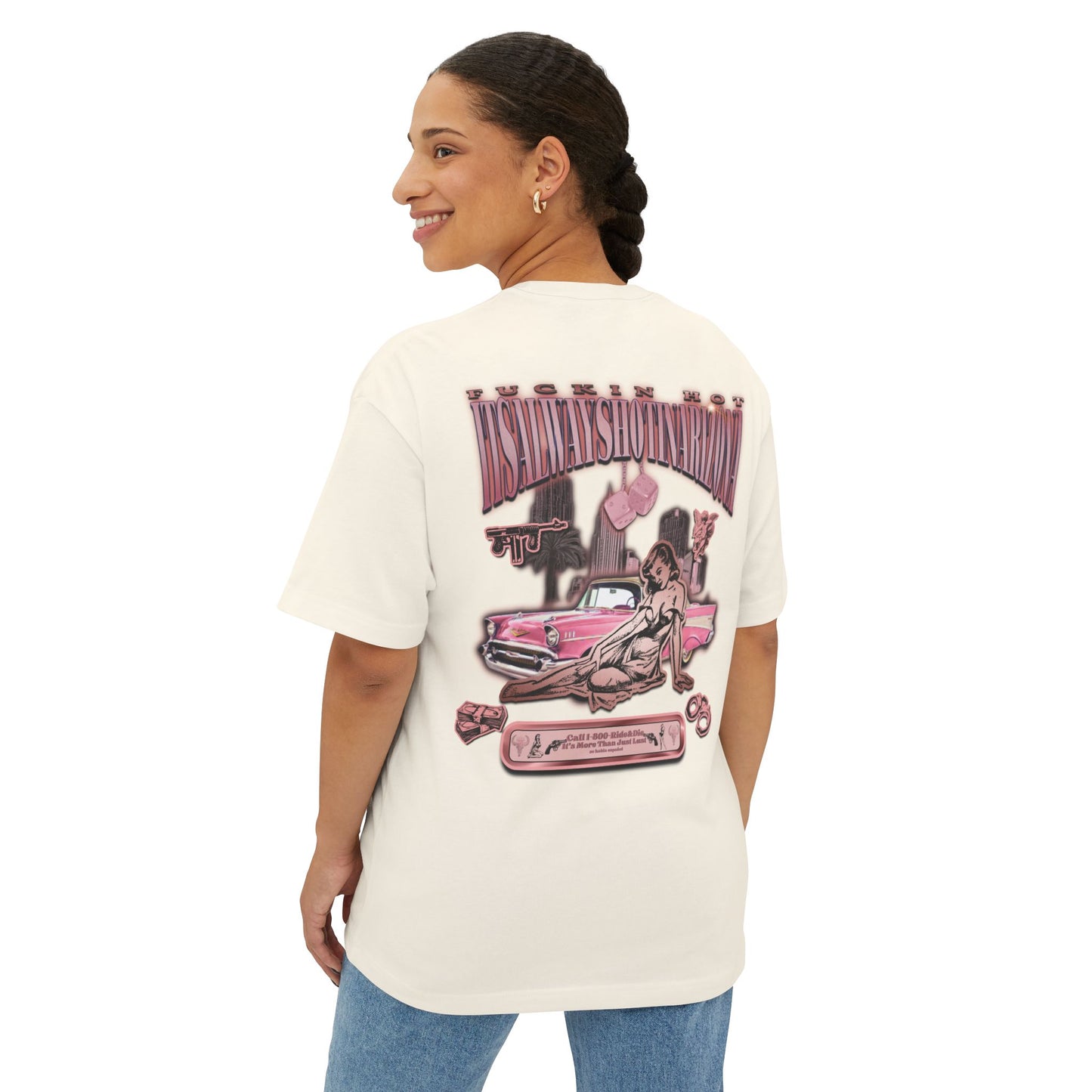 1(800)-Ride & Die (Rose Gold) Unisex OVERSIZED Boxy Tee