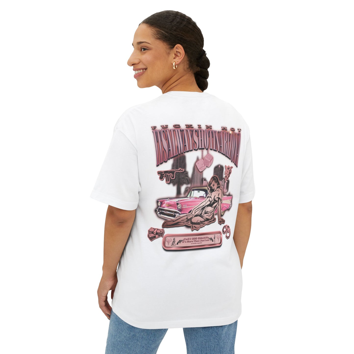 1(800)-Ride & Die (Rose Gold) Unisex OVERSIZED Boxy Tee