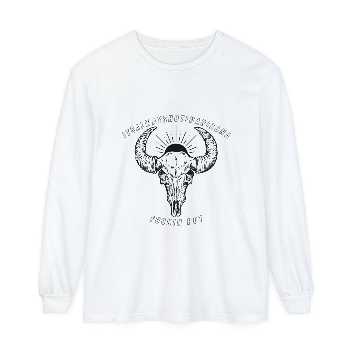 B/W Logo Unisex Garment-dyed Long Sleeve T-Shirt