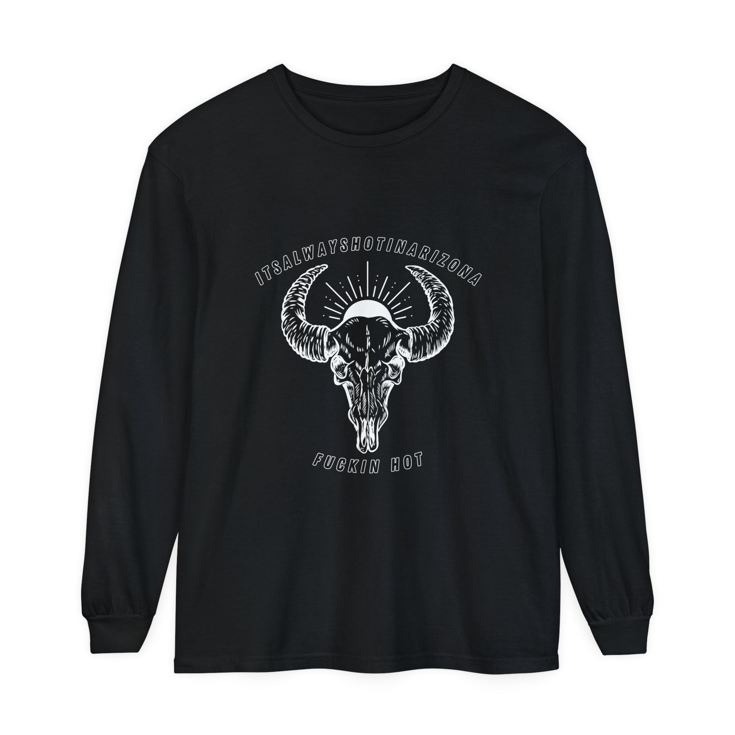 B/W Logo Unisex Garment-dyed Long Sleeve T-Shirt